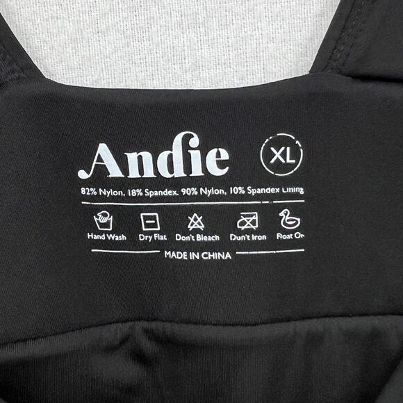 ANDIE Mykonos Classic One Piece Swimsuit Women XL Black Plunge V Neck Wide Strap - Picture 10 of 14